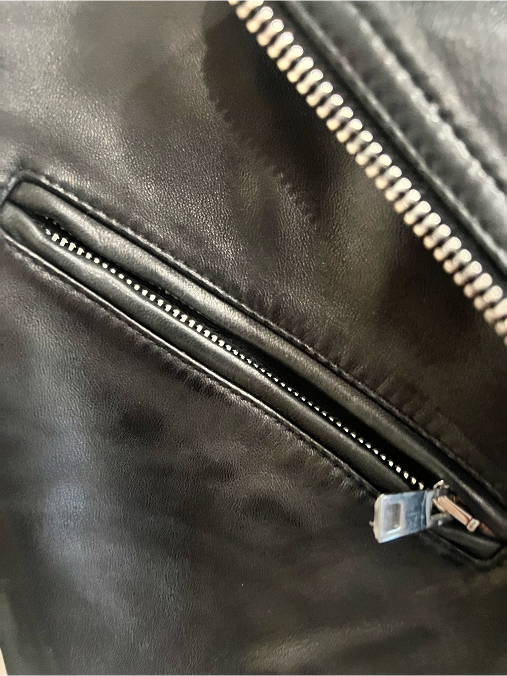 Maje Black Leather Biker Jacket with Red Lining size 38 - Picture 9 of 12